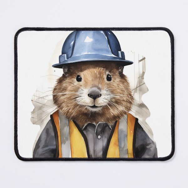 Item preview, Watercolor Hard Hat Construction Beaver designed and sold by BadLuckByDesign.