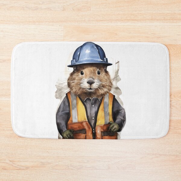 Item preview, Watercolor Hard Hat Construction Beaver designed and sold by BadLuckByDesign.