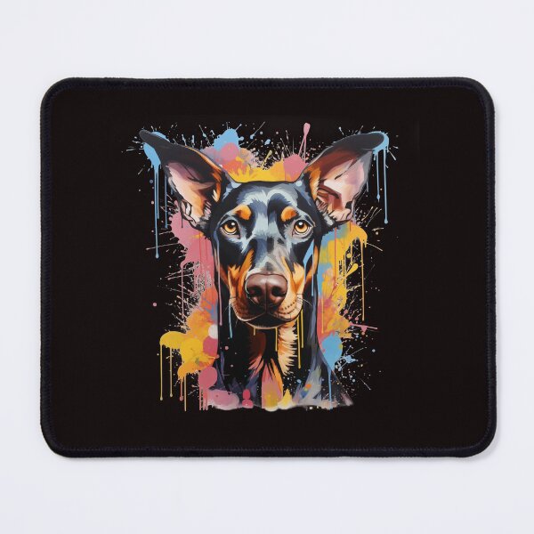 Item preview, artistic doberman with colorful paint splashes designed and sold by At-Brothers.