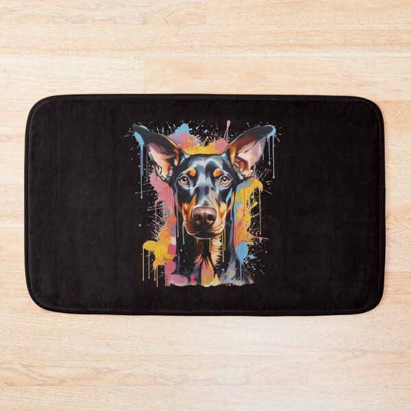 Item preview, artistic doberman with colorful paint splashes designed and sold by At-Brothers.