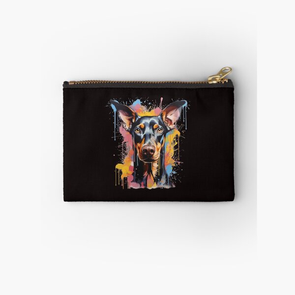 Item preview, artistic doberman with colorful paint splashes designed and sold by At-Brothers.