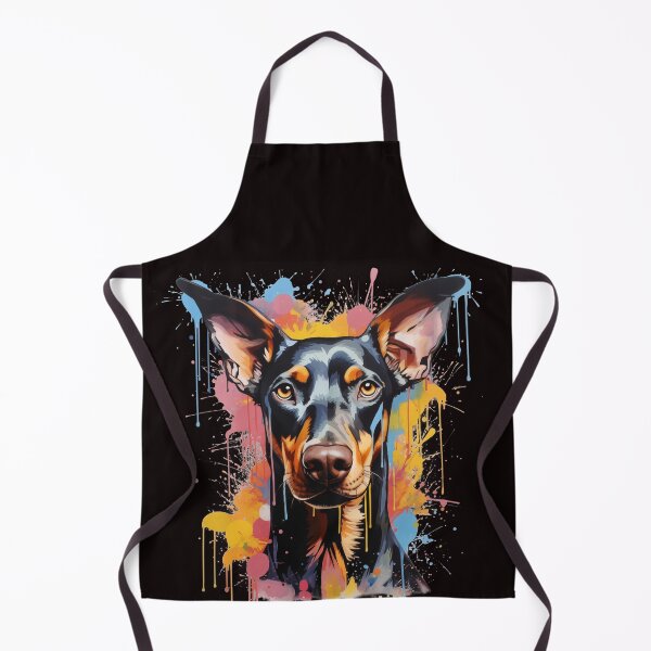 Item preview, artistic doberman with colorful paint splashes designed and sold by At-Brothers.