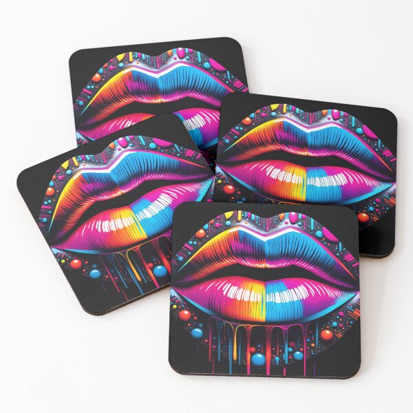 Item preview, Luscious Rainbow Lips - Pop Art - Black Light Art designed and sold by Zen-Hues.