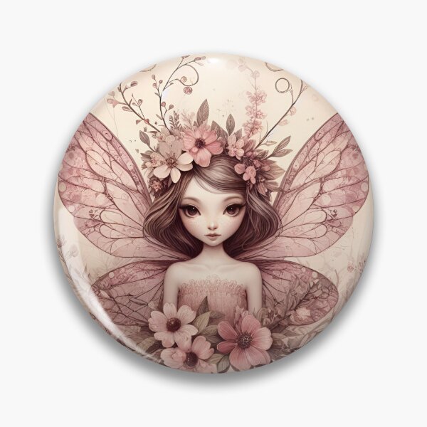 Artikelvorschau, Fantasy-Fee im Vintage-Stil in Altrosa mit Spitze und Blumen entworfen und verkauft von coreexpressions.