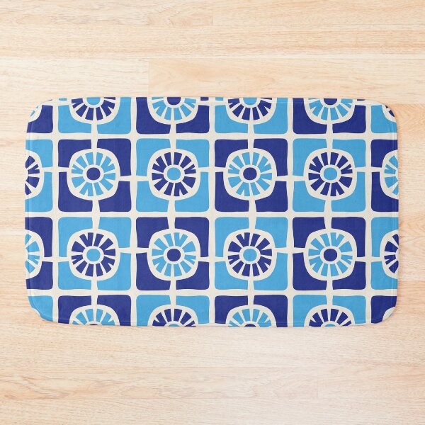 Item preview, Retro Mid Century Modern Sunflower Square Design in Blue designed and sold by tonymagnerart.