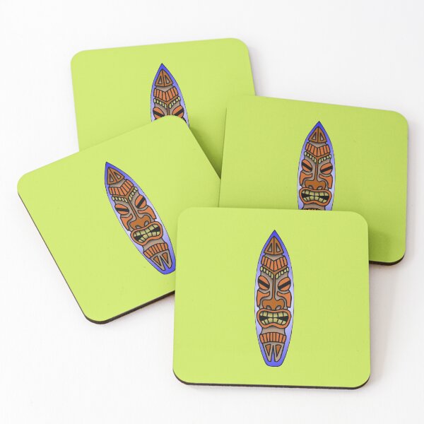 Tiki Surfboard Coasters (Set of 4)