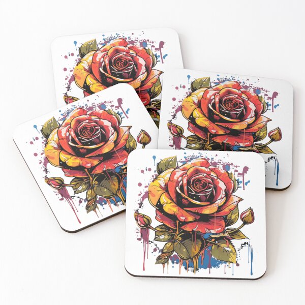 Item preview, Pop art rose green and red and blue splash designed and sold by EliteShadow.