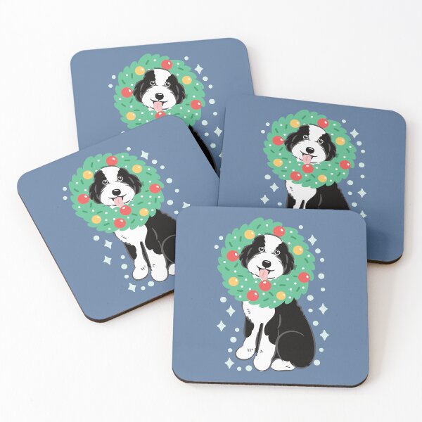 Item preview, Merry Christmas Black White Aussiedoodle Aussie Doodle Dog designed and sold by Lulupainting.