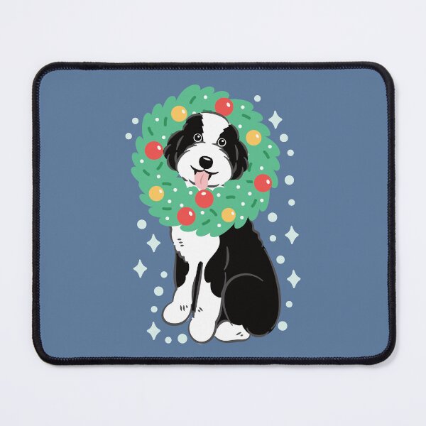 Item preview, Merry Christmas Black White Aussiedoodle Aussie Doodle Dog designed and sold by Lulupainting.