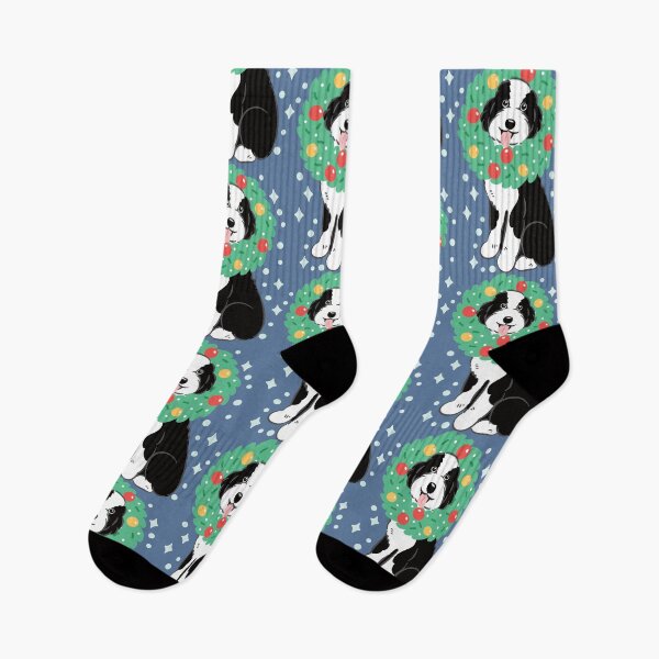 Item preview, Merry Christmas Black White Aussiedoodle Aussie Doodle Dog designed and sold by Lulupainting.