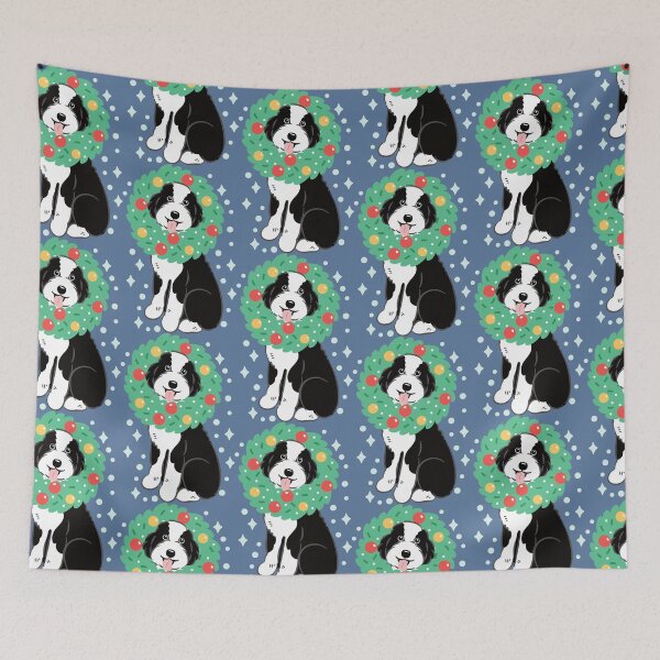 Item preview, Merry Christmas Black White Aussiedoodle Aussie Doodle Dog designed and sold by Lulupainting.