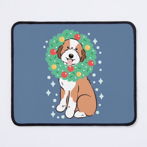 Item preview, Merry Christmas Red Sable Aussiedoodle Aussie Doodle Dog designed and sold by Lulupainting.