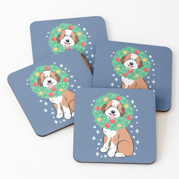 Item preview, Merry Christmas Red Sable Aussiedoodle Aussie Doodle Dog designed and sold by Lulupainting.