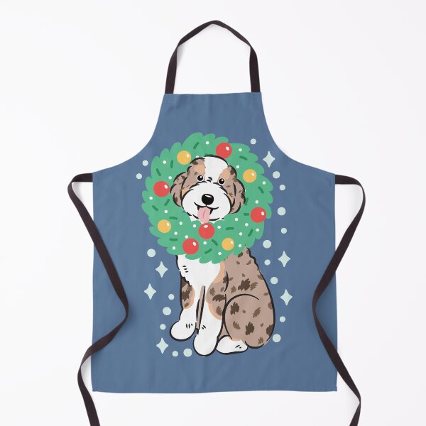Item preview, Merry Christmas Red Merle Tan Aussiedoodle Aussie Doodle Dog designed and sold by Lulupainting.