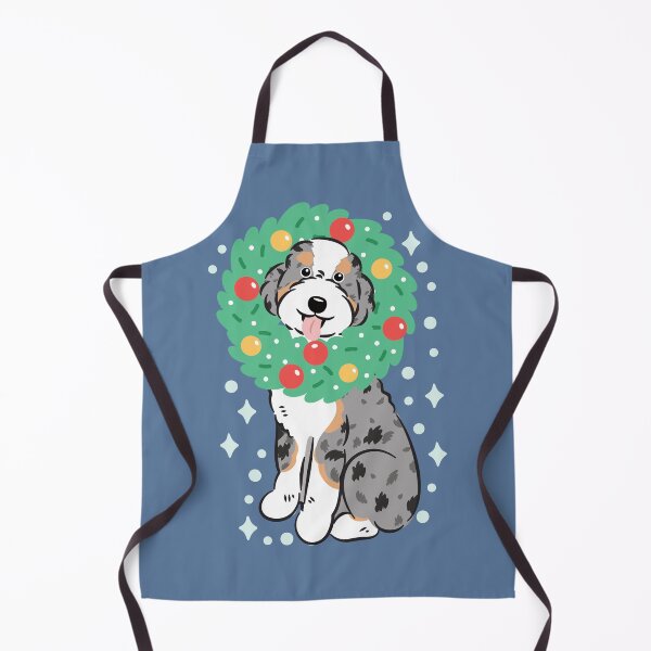 Item preview, Merry Christmas Blue Merle Tan Aussiedoodle Aussie Doodle Dog designed and sold by Lulupainting.