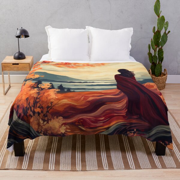 Item preview, A young woman looking at a mountain landscape alone in autumn designed and sold by AgathaZolastore.
