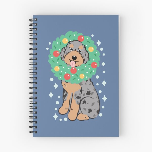 Item preview, Merry Christmas Blue Merle Tan Aussiedoodle Aussie Doodle Dog 2 designed and sold by Lulupainting.