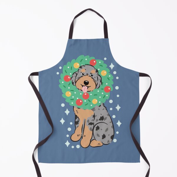 Item preview, Merry Christmas Blue Merle Tan Aussiedoodle Aussie Doodle Dog 2 designed and sold by Lulupainting.