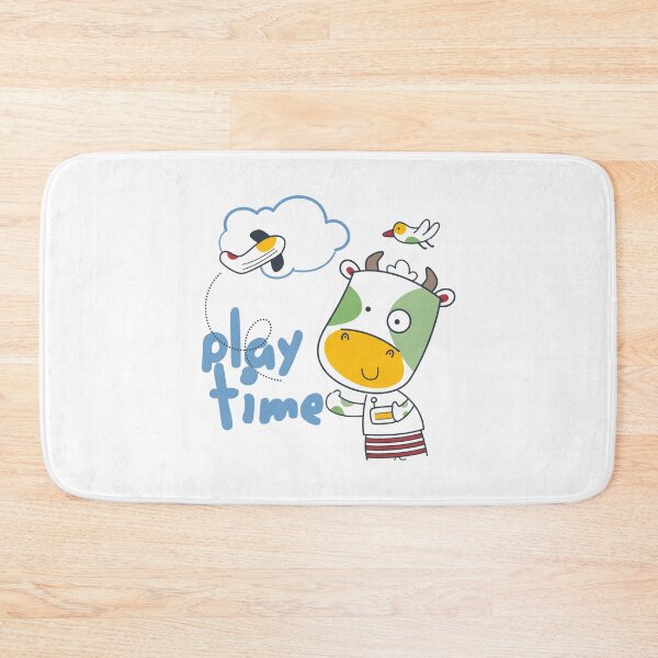 Item preview, cartoon cow playing Aeroplan toy, cute cartoon cow play plane toy, cow play toy designed and sold by GreyStanzione1.