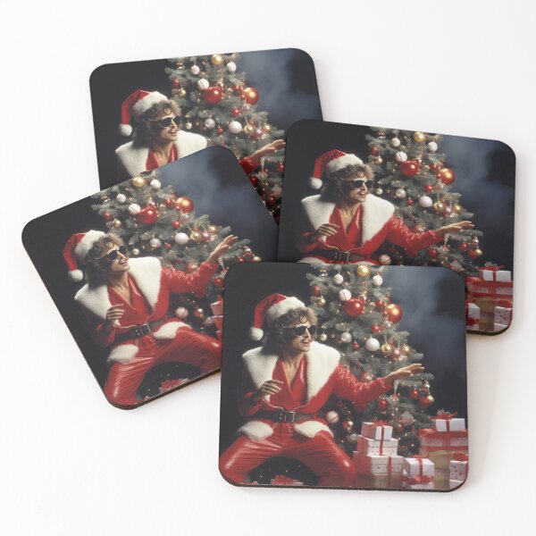 Item preview, Cheesy 80s Christmas Card - Man in red posing weirdly with Christmas Tree designed and sold by OddCorro.