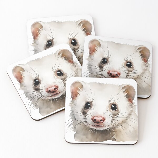 Item preview, Ferret Dark-Eyed White Watercolor Art Style designed and sold by LDJBlank.
