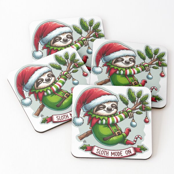 Item preview, Elf-Clad Sloth Holiday Chill designed and sold by BeautBoldBasic.