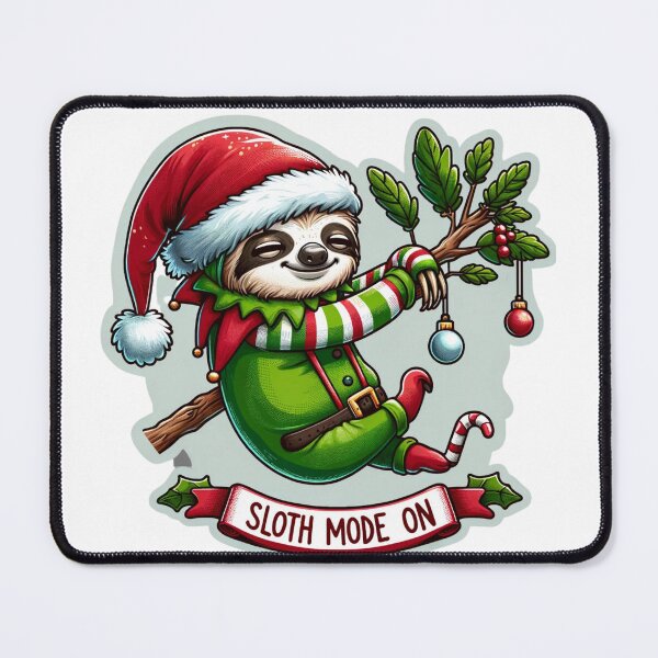 Item preview, Elf-Clad Sloth Holiday Chill designed and sold by BeautBoldBasic.