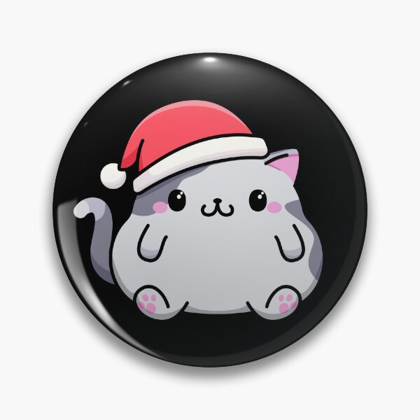 Item preview, Kawaii style chubby cat in santa claus hat designed and sold by MojaDoodles.