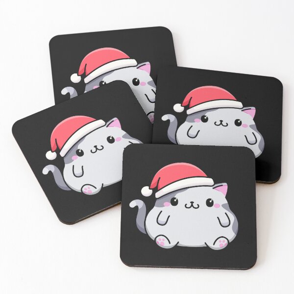 Item preview, Kawaii style chubby cat in santa claus hat designed and sold by MojaDoodles.