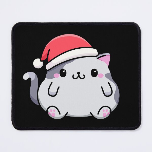 Item preview, Kawaii style chubby cat in santa claus hat designed and sold by MojaDoodles.