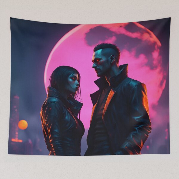 Item preview, Vampire couple in a cyberpunk style designed and sold by GothicRubette.
