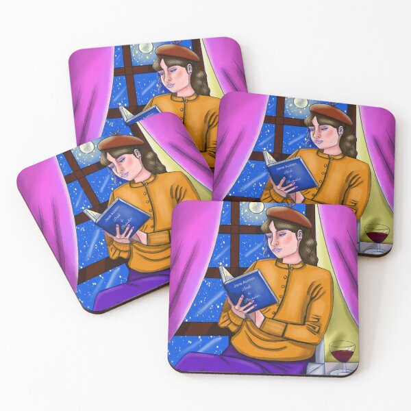Item preview, Girl reading Jane Austen on starry night designed and sold by altairaleon.