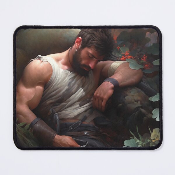 Item preview, Handsome exhausted muscular solider laying on the ground designed and sold by ElliotMus.