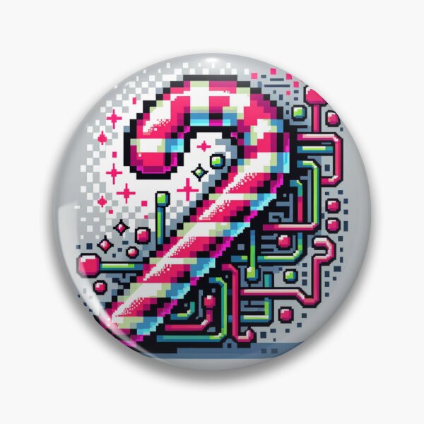 Item preview, Pixel Art Cyberpunk Candy Cane - Neon Christmas Tech designed and sold by PixelPunkster.