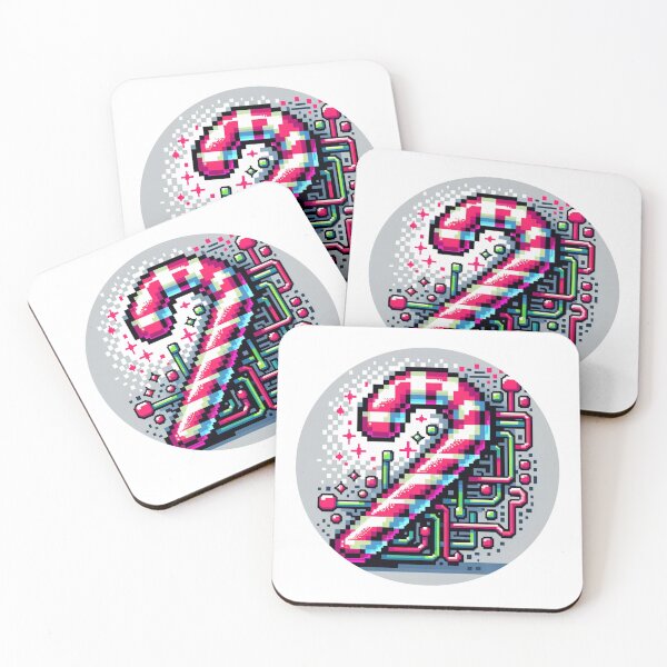 Item preview, Pixel Art Cyberpunk Candy Cane - Neon Christmas Tech designed and sold by PixelPunkster.