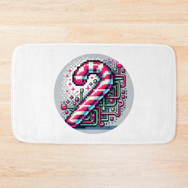 Item preview, Pixel Art Cyberpunk Candy Cane - Neon Christmas Tech designed and sold by PixelPunkster.
