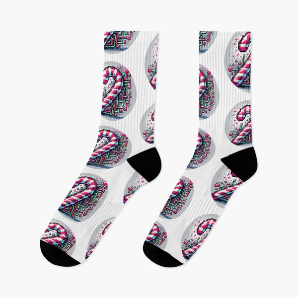 Item preview, Pixel Art Cyberpunk Candy Cane - Neon Christmas Tech designed and sold by PixelPunkster.