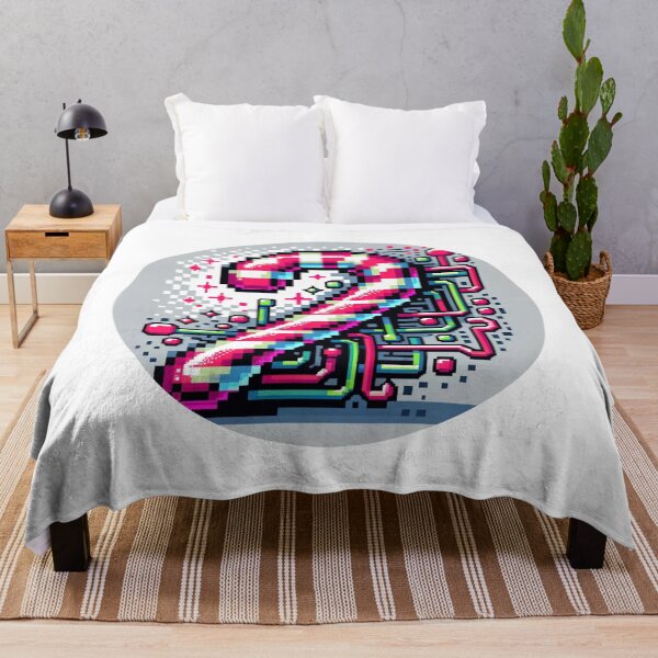 Item preview, Pixel Art Cyberpunk Candy Cane - Neon Christmas Tech designed and sold by PixelPunkster.