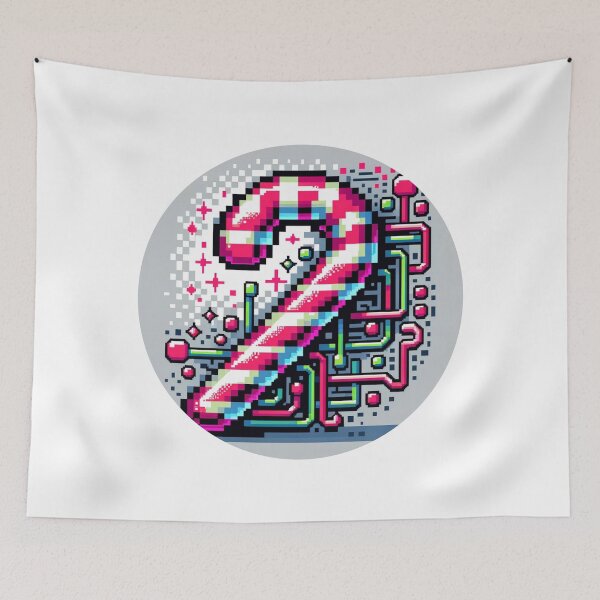 Item preview, Pixel Art Cyberpunk Candy Cane - Neon Christmas Tech designed and sold by PixelPunkster.