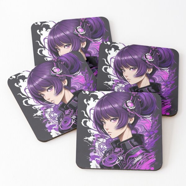 Item preview, Purple Cyberpunk Anime Girl Wall Art Ghost in the Shell designed and sold by Alchemy-A-La-G.