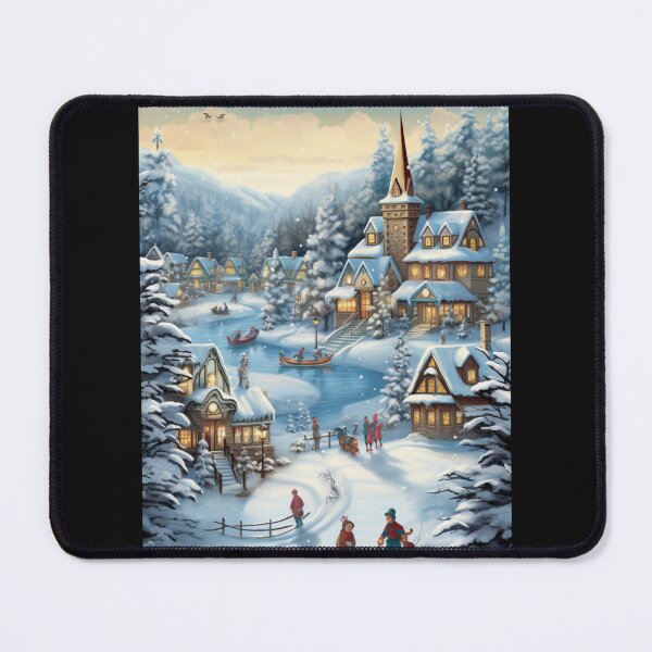 Item preview,  Vintage Snowy Village & Ice Skaters  designed and sold by JLCableStudio.
