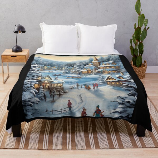 Item preview, Vintage Snowy Village & Ice Skaters designed and sold by JLCableStudio.