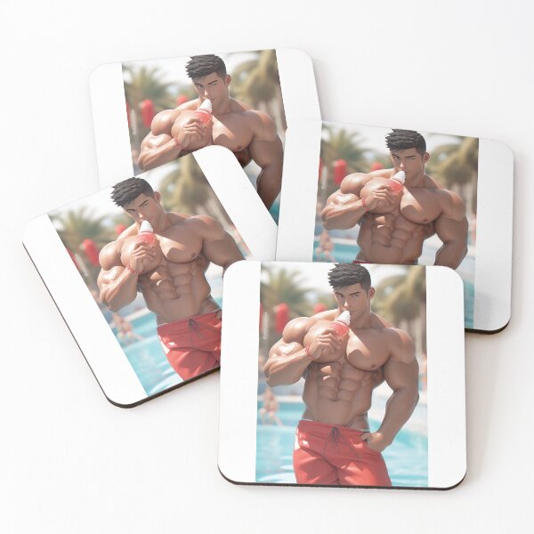 Item preview, Sian! Hunky boy eating some ice cream at the pool.  designed and sold by ElliotMus.