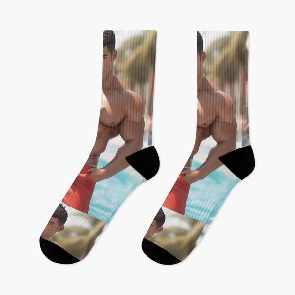 Item preview, Sian! Hunky boy eating some ice cream at the pool.  designed and sold by ElliotMus.