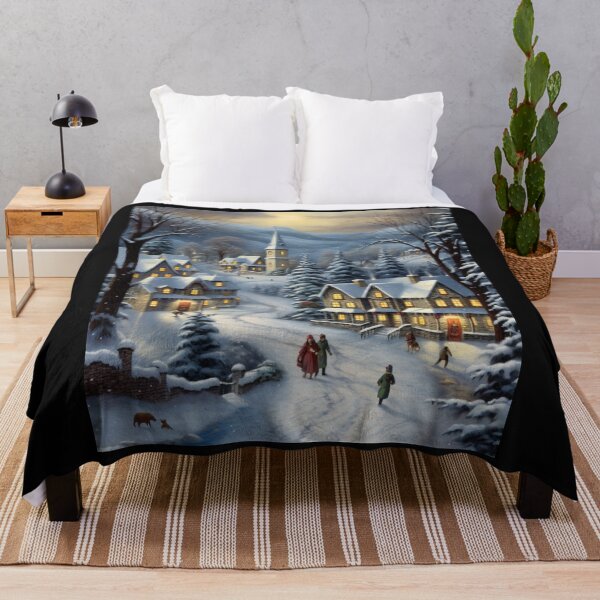 Item preview, Vintage Snowy Village & Ice Skaters designed and sold by JLCableStudio.