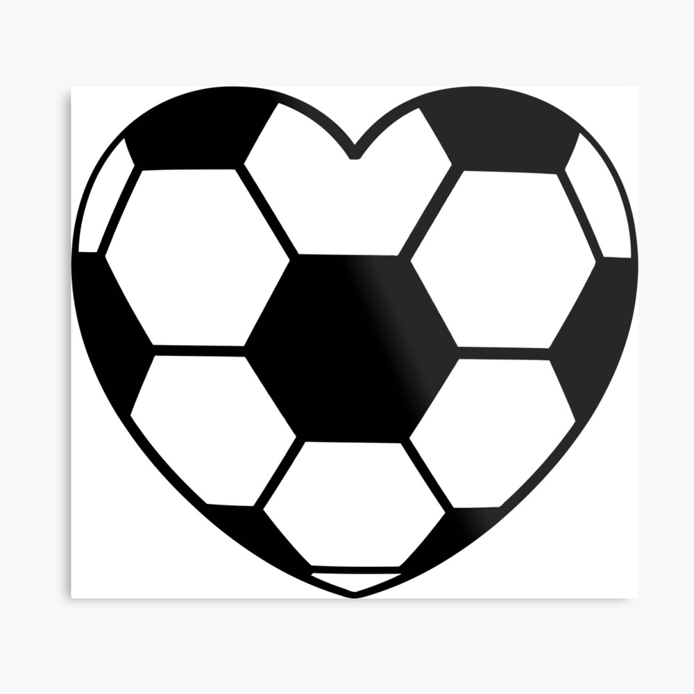 "Football heart shaped heart shaped soccer ball" Metal Print by xsylx