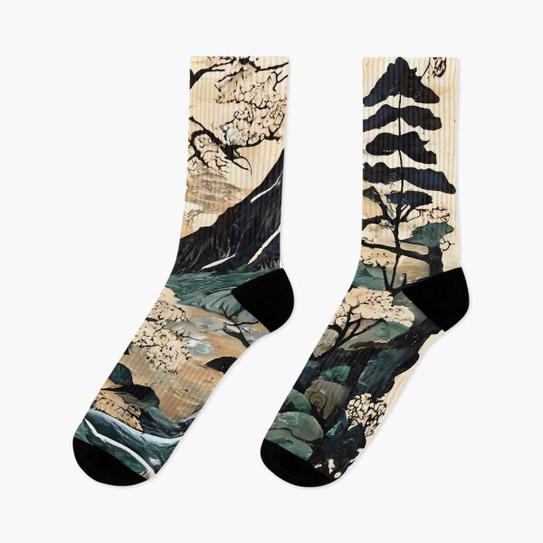 Item preview, Traditional Japanese Mountain River Nature Scene designed and sold by entwithanaxe.