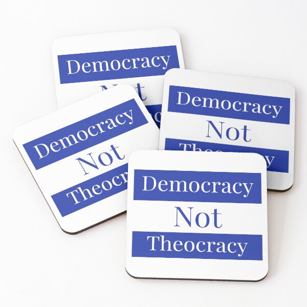 Item preview, Democracy not theocracy design in blue designed and sold by Rachel the Artist .