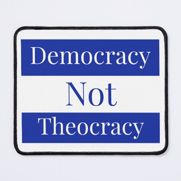 Item preview, Democracy not theocracy design in blue designed and sold by Rachel the Artist .