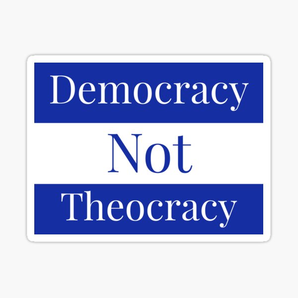 Artikel-Vorschau von Demokratie, nicht Theokratie-Design in Blau, designt und verkauft von Rachel the Artist .